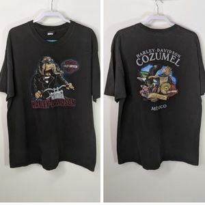 Harley Davidson Rare 2XL Tshirt Dog Eagle Aztec Warrior 2 Sided Graphic Cozumel